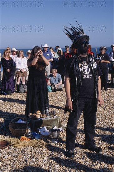 ENGLAND, East Sussex, Eastbourne, Pagans celebrating the Lammas Day festival in August.