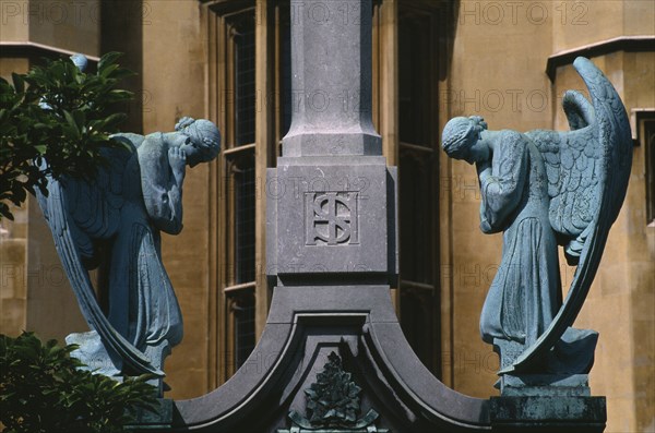 ENGLAND, London, Lambeth Palace. Angel statues. Official London residence of the Archbishop of Canterbury