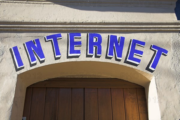 MEXICO, Oaxaca State, Oaxaca, Internet sign above door to Internet cafe.