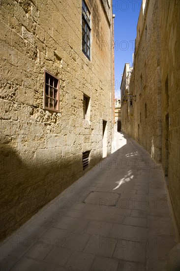 MALTA, Mdina, The Silent City. Narrow street in the Medieval city