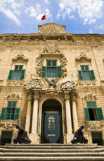 MALTA, Valletta, "The Auberge de Castille the official seat of the knights of the Langue of Castille, Leon and Portugal designed by the Maltese architect Girolamo Cassar in 1574, now the office of the Prime Minister."