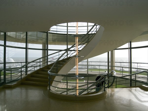 ENGLAND, East Sussex, Bexhill-on-Sea, The De La Warr Pavilion. Interior view of the helix staircase