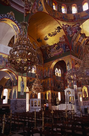 GREECE, Ionian Islands, Cephalonia, St Gerasimou Monastery interior.