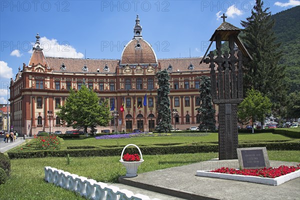 ROMANIA, Transylvania, Brasov, "District Council offices, Memorial to victims of 1989 revolution"