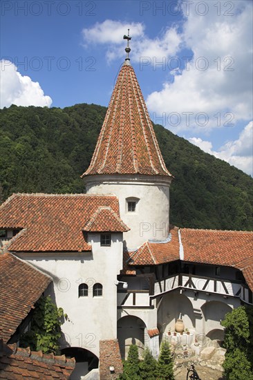 ROMANIA, Transylvania, Bran, "Turret above courtyard, Bran Castle, near Brasov"