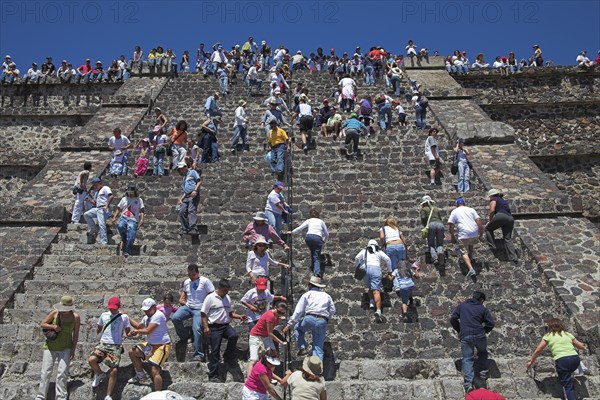 MEXICO, Mexico State, Teotihuacan, "Tourists, Pyramid of the Moon, Piramide de la Luna, Teotihuacan Archaeological Site, Teotihuacan"