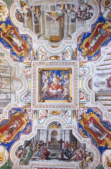 ITALY, Lazio, Rome, Vatican City Painted ceiling detail in the Papal Apartments within the Palace Museum