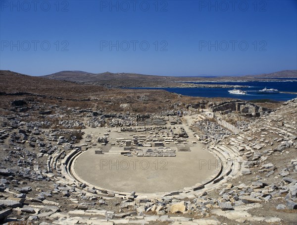 GREECE, Cyclades Islands, Delos, Amphitheatre Ruins