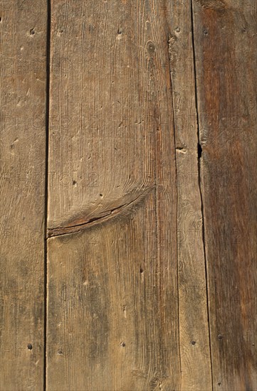 TURKEY, Cappadocia, Cavusin, Detail of wooden door.