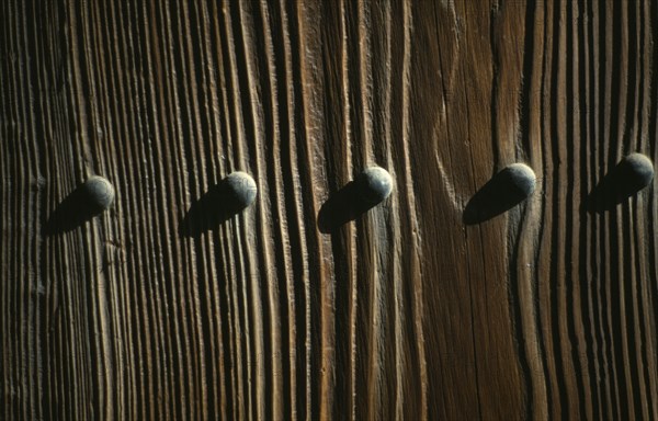 JAPAN, Honshu, Tokyo, Komagame.  Detail of wooden entrance gate of Rikugi-en Park.