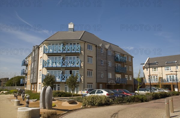 ENGLAND, West Sussex, Shoreham-by-Sea, Ropetackle housing development on the banks of the river Adur. A regenerated brownfield former industrial area.