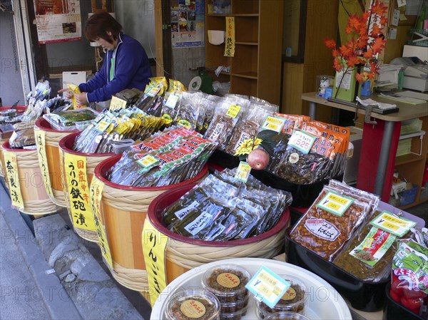 JAPAN, Honshu, Tokyo, "Chiba, Narita - Sawata Tsukemono shop, a shop specializing in ""tsukemono"", pickled vegetables"