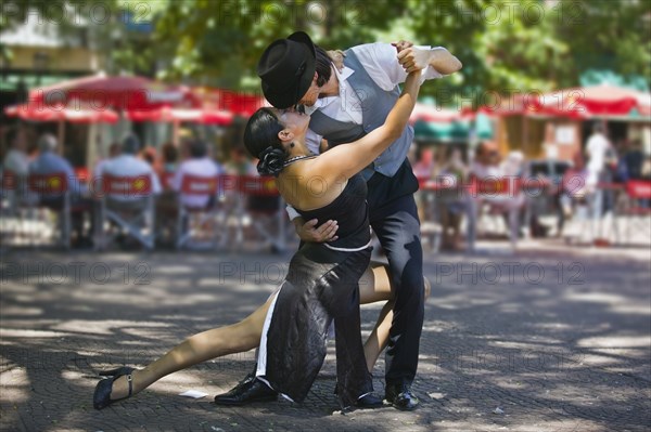 ARGENTINA, Buenos Aires, "Tango dancers in Plaza Dorrego, San Telmo."