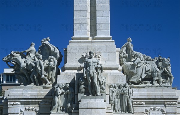 SPAIN, Andalucia, Cadiz, "Cadiz Parliament, Plaza de Espana, Monument dedicated to Cortes of Cadiz of 1812."