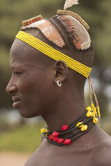 ETHIOPIA, Lower Omo Valley, Village near Omorate, Dassanech people