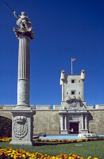 SPAIN, Andalucia, Cadiz, "Puerta de Tierra, Plaza de la Constitucion."