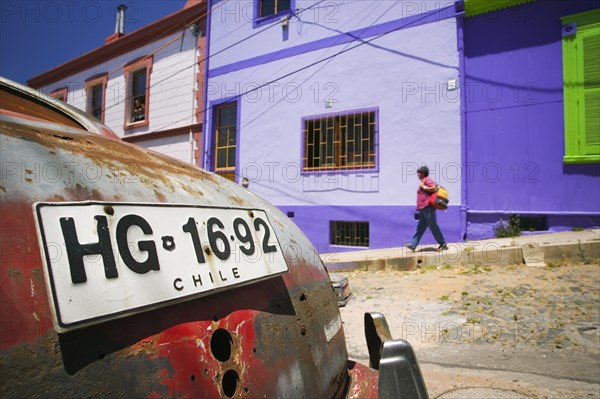 CHILE, Valparaiso, Close-up of an old car.