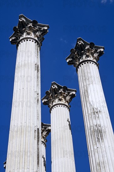 SPAIN, Andalucia, Cordoba, "Templo de Culto Imperial, Corinthian Columns in Roman Temple, Cordoba."