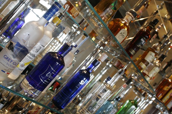 DRINKS, Alcohol, Spirits, Display of various spirits and liquors