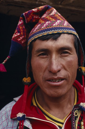 BOLIVIA, Potosi, Hilariun leader of Panacachis. Head and shoulder portrait