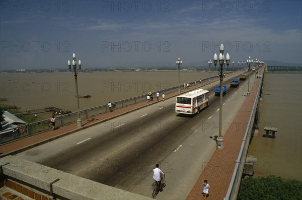 CHINA, Jiangsu Province, Nanjing, The double road and rail bridge across the Yangtze River