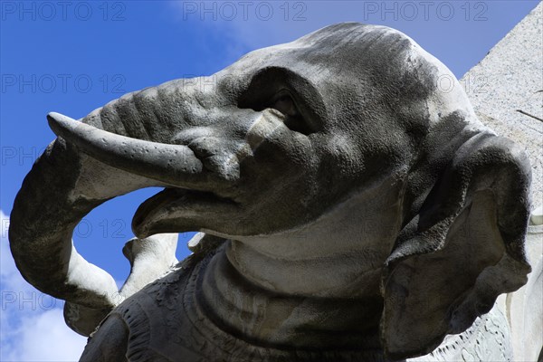 ITALY, Lazio, Rome, Bernini marble elephant in the Obelisk of Santa Maria sopra Minerva in the Piazza della Minerva