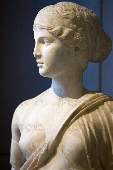ITALY, Lazio, Rome, "Capitoline Museum Palazzo Dei Conservatore Copy in Pentelic marble of a statue of Greek Goddess Hygeia who gave her name to the word hygiene. In Mythology the daughter of Asclepius she was the goddess of health, cleanliness and sanitation, later the goddess of the Moon"