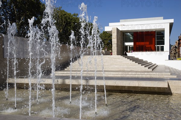 ITALY, Lazio, Rome, Lazio Fountains in front of the Ara Pacis The Altar of Peace a monument from 13 BC celebrating the peace created in the Mediteranean by Emperor Augustus after his victorious campaigns in Gaul and Spain