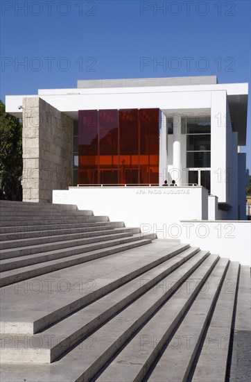 ITALY, Lazio, Rome, Steps leading to the Ara Pacis The Altar of Peace a monument from 13 BC celebrating the peace created in the Mediteranean by Emperor Augustus after his victorious campaigns in Gaul and Spain