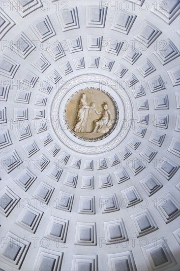 ITALY, Lazio, Rome, Vatican City Museums An ornate ceiling in a room beside the Octagonal Courtyard of the Belvedere Palace