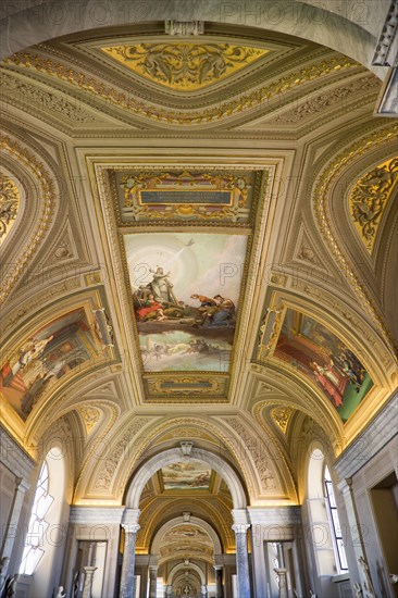 ITALY, Lazio, Rome, Vatican City Museums The highly decorated ceiling of the Gallery of the Candelabra