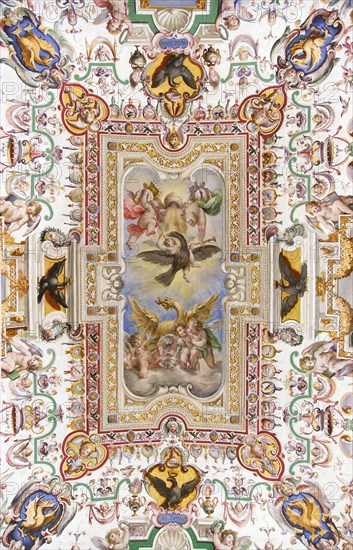 ITALY, Lazio, Rome, Vatican City Museums An ornately painted ceiling
