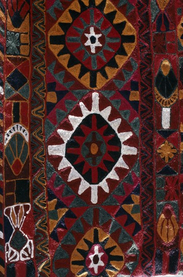 JORDAN, Petra, Detail of richly embroidered fabric.