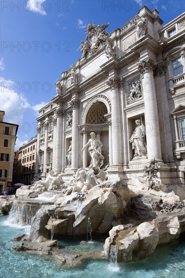 ITALY, Lazio, Rome, The Trevi Fountain in Piazza di Trevi designed by Nicola Salvi with the central figure of the sea god Neptune
