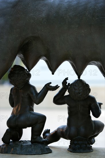 ITALY, Lazio, Rome, The Palazzo dei Conservatori part of the Capitoline Museum with Romulus and Remus feeding from the Etruscan bronze statue of the She Wolf