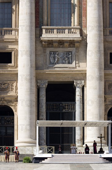 ITALY, Lazio, Rome, Vatican City Pope Benedict XVI during his regular Wednesday Audience under a canopy at the front of the Basilica of St Peter