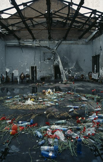 RUSSIA, South, Beslan, "Tributes left in school destroyed during 2004 siege by Chechen rebels demanding an end to the Chechen War, in which hundreds died, the majority  children."