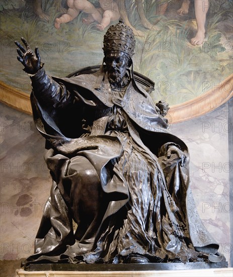 ITALY, Lazio, Rome, "Bronze statue of Pope Innocent X Pamphili, sculpted by Algardi (1645-1650) in the Palazzo dei Conservatori on the Capitol"