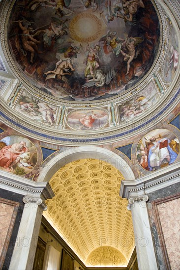 ITALY, Lazio, Rome, Vatican City Museum Painted dome and ceiling detail