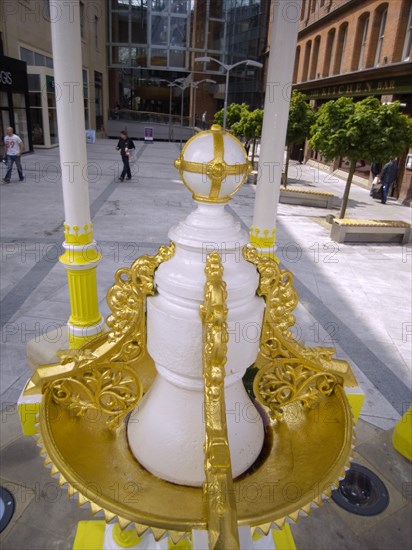 IRELAND, North, Belfast, Victoria Square shopping mall Victoria Street entrance water fountain.