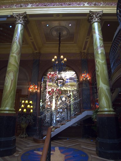 IRELAND, North, Belfast, Interior of the Cafe Vaudeville bar and restaurant in Arthur Street. Building used to be a Bank.