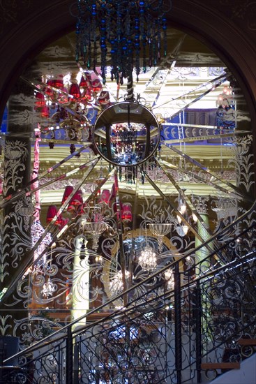 IRELAND, North, Belfast, "Interior of the Cafe Vaudeville bar and restaurant in Arthur Street. Detail of ornate mirror, building used to be a Bank."