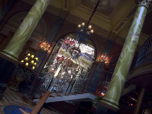 IRELAND, North, Belfast, "Interior of the Cafe Vaudeville bar and restaurant in Arthur Street. Detail of ornate mirror, building used to be a Bank."