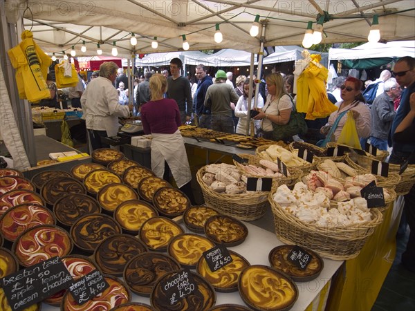 IRELAND, North, Belfast, Bretagne bakers stall at international food market stall outside City Hall.