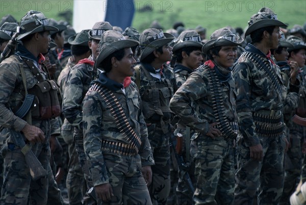 NICARAGUA, Matagalpa, Muy Muy, Sandinista soldiers in Muy Muy Army Parade