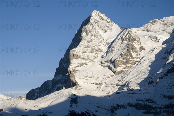 SWITZERLAND, Bernese Oberland, Murren, Close up of the Eiger Mountain from Murren.