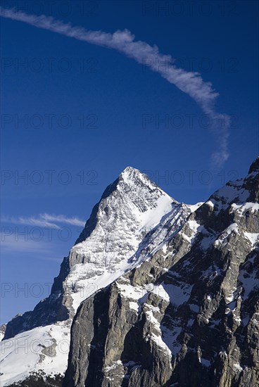 SWITZERLAND, Bernese Oberland, Murren, Close up of the Eiger Mountain from Murren.