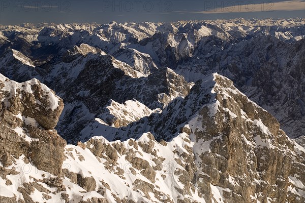 GERMANY, Bavaria, Zugspitze, View south east from Zugspitze.