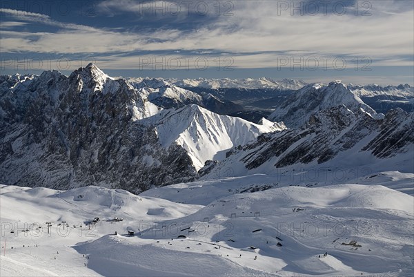 GERMANY, Bavaria, Zugspitze, View south east from Zugspitze.