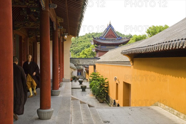 CHINA,  Zhejiang , Putuoshan, Monk's quarters at Puji Temple. While this Buddhist temple's origins go back to the Tang dynasty it was completed in 1731 during the Qing dynasty